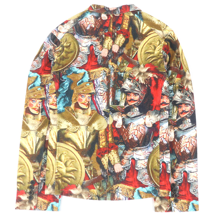 極美品□DOLCE&amp;GABBANA ドルチェ＆ガッバーナ リネン コットン 黒タグ 総柄 シングル アンコンジャケット マルチ 48 イタリア製　 正規品