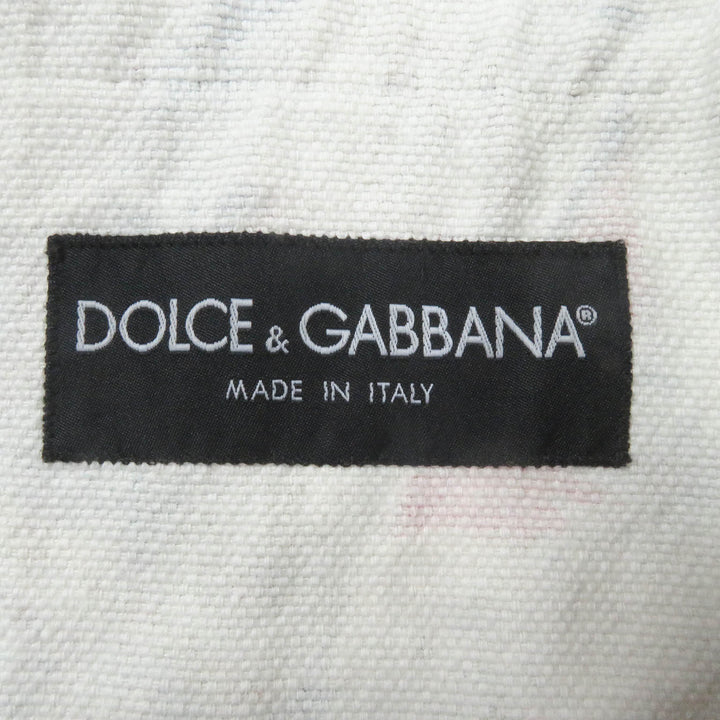 極美品□DOLCE&amp;GABBANA ドルチェ＆ガッバーナ リネン コットン 黒タグ 総柄 シングル アンコンジャケット マルチ 48 イタリア製　 正規品