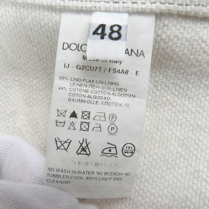 極美品□DOLCE&amp;GABBANA ドルチェ＆ガッバーナ リネン コットン 黒タグ 総柄 シングル アンコンジャケット マルチ 48 イタリア製　 正規品