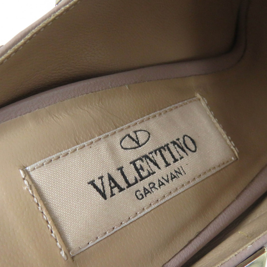 美品☆Valentino Garavani ヴァレンティノガラヴァーニ ロックスタッズ アンクルストラップ パンプス レザー ブーティ 黒 35 レディース