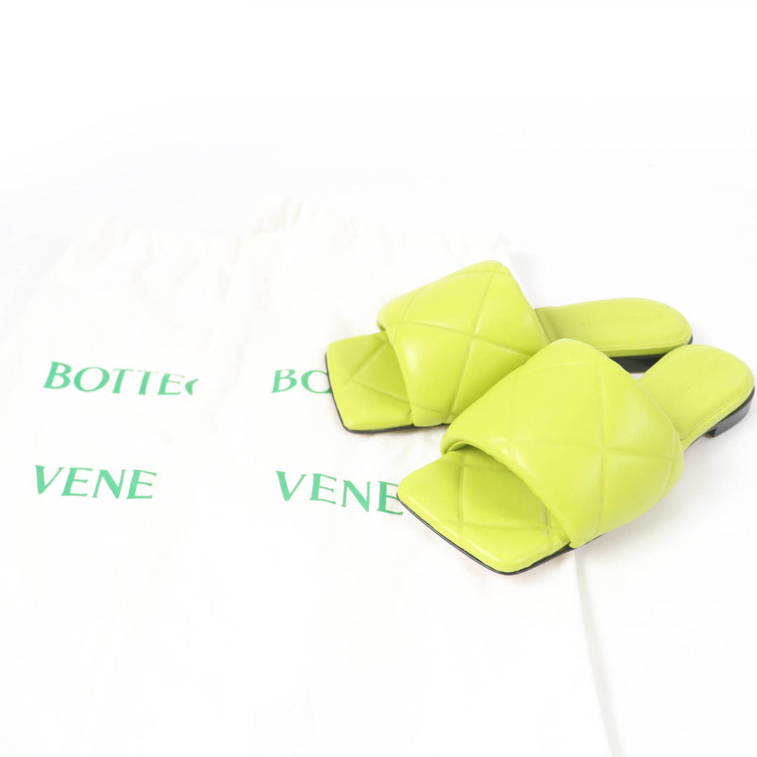 未使用品☆BOTTEGAVENETA ボッテガヴェネタ 608853 リド フラットサンダル レザー ミュール ライトグリーン 35 保存袋付 伊製 レディース
