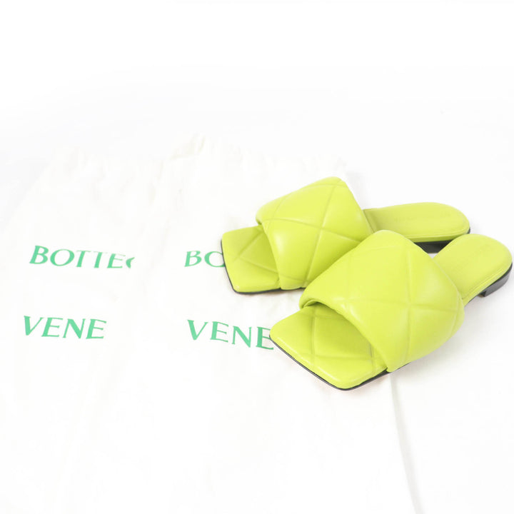 未使用品☆BOTTEGAVENETA ボッテガヴェネタ 608853 リド フラットサンダル レザー ミュール ライトグリーン 35 保存袋付 伊製 レディース