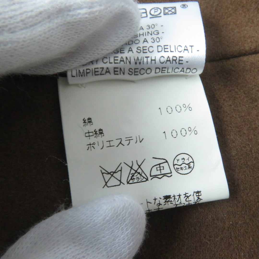 美品☆HERMES エルメス コットン100％ セリエボタン Hモチーフ パデッド ZIP UP 中綿入り ベスト ベージュ 36 仏製 正規品 レディース