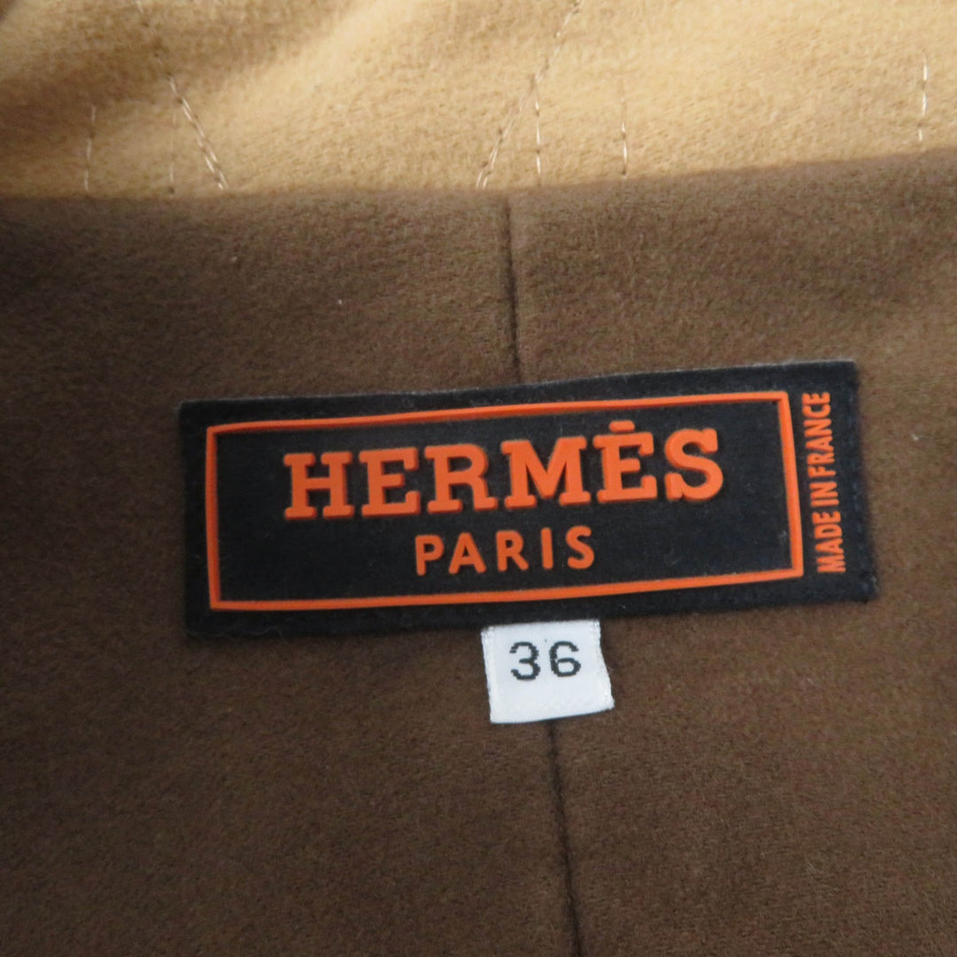 美品☆HERMES エルメス コットン100％ セリエボタン Hモチーフ パデッド ZIP UP 中綿入り ベスト ベージュ 36 仏製 正規品 レディース
