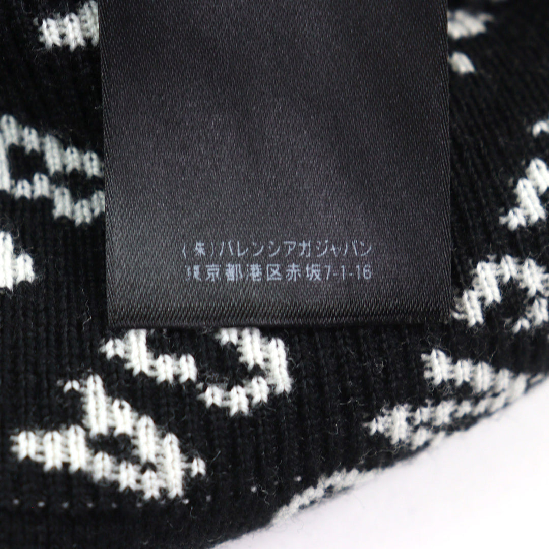 美品○BALENCIAGA バレンシアガ 20AW 641734 ロゴ総柄切替 オーバーサイズ ハーフジップ ニット ブラック系 XS イタリア製 正規品 メンズ