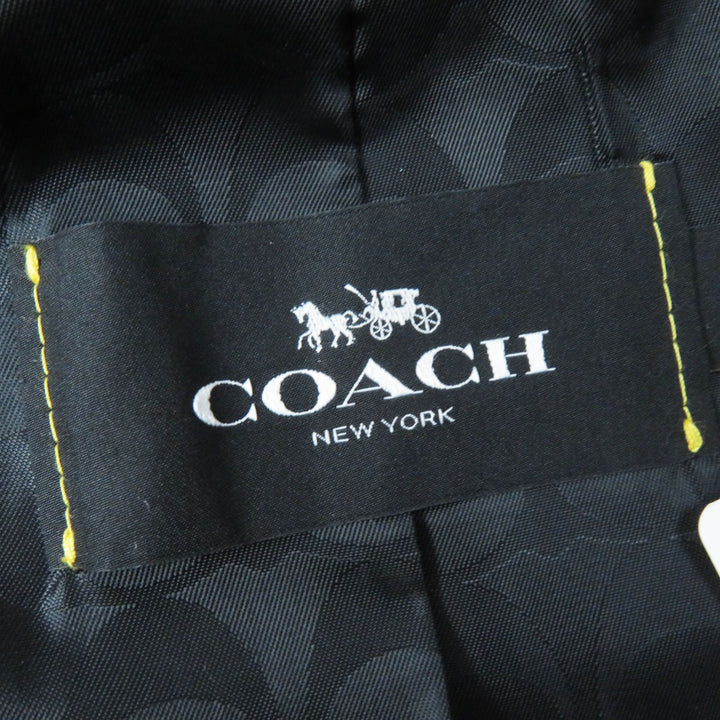 未使用品◎COACH コーチ F34025 裏シグネチャー柄 チャーム・ロゴボタン付き レザー使い トレンチコート ワインレッド XS 定価110000円
