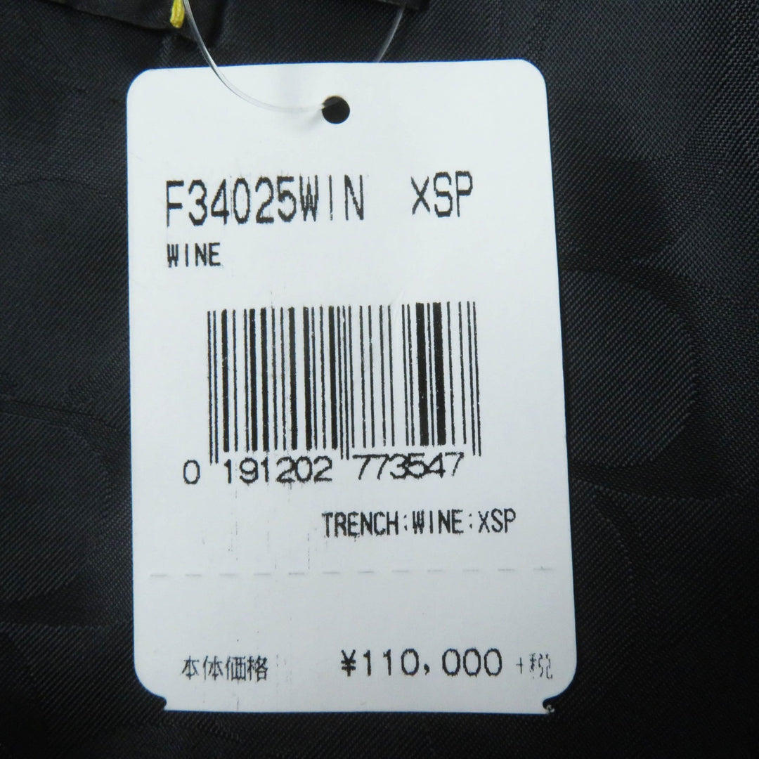 未使用品◎COACH コーチ F34025 裏シグネチャー柄 チャーム・ロゴボタン付き レザー使い トレンチコート ワインレッド XS 定価110000円