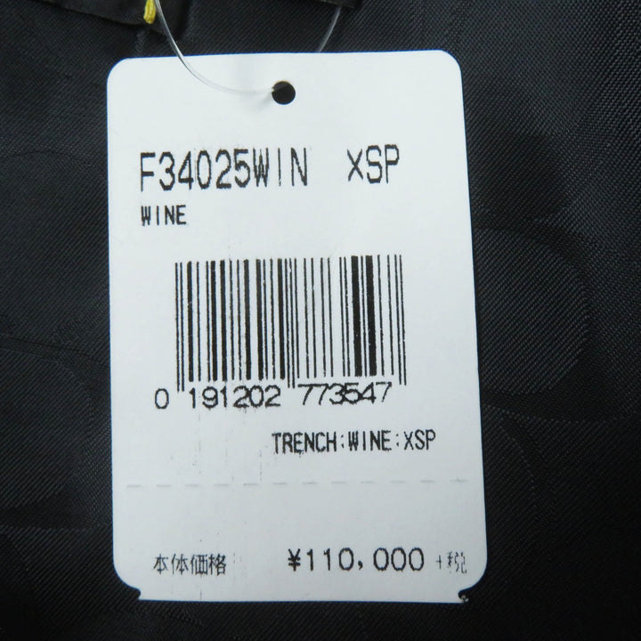 未使用品◎COACH コーチ F34025 裏シグネチャー柄 チャーム・ロゴボタン付き レザー使い トレンチコート ワインレッド XS 定価110000円