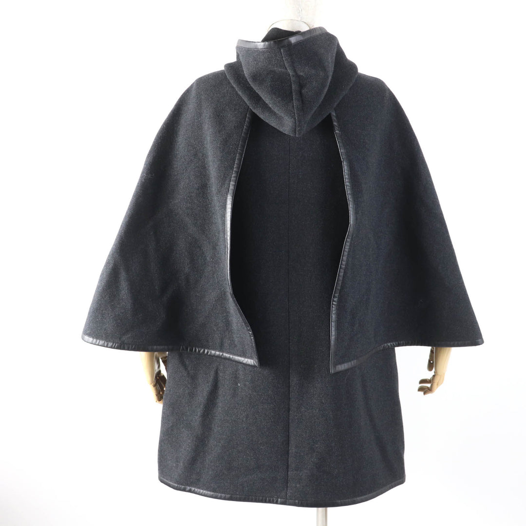 美品☆TAE ASHIDA タエ アシダ TC2708 レイヤード・パイピングデザイン フーディコート ポンチョ ダークグレー M 正規品 レディース