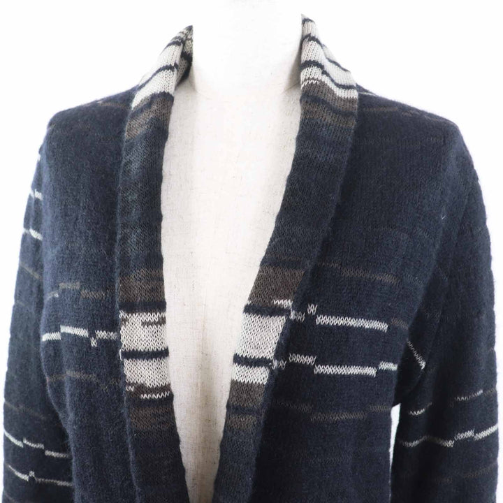 極美品◎CHANEL シャネル 09A P36148 ウール モヘア ココマークボタン付き ニット カーディガン ダークネイビー 42 伊製 正規品