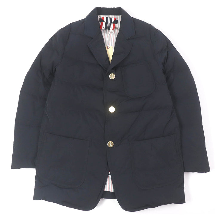 未使用品□THOM BROWNE トムブラウン MJD085X トリコロール 錨ボタン テーラードタイプ ダウンジャケット ネイビー 0 イタリア製 正規品