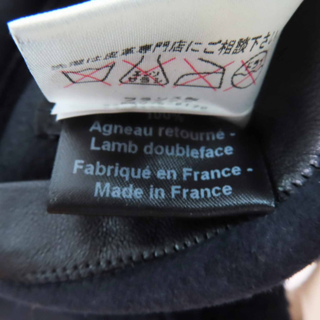 良品◎INES＆MARECHAL イネス＆マーシャル リバーシブル 比翼 ノーカラー ロング丈 ムートンコート ブラック 34 仏製 正規品 レディース