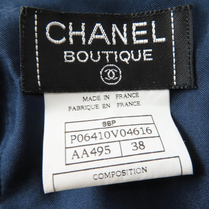 極美品☆CHANEL シャネル ヴィンテージ 96P P06410V04616 ココマークボタン ジャケット・スカート セットアップ ネイビー 38 レディース