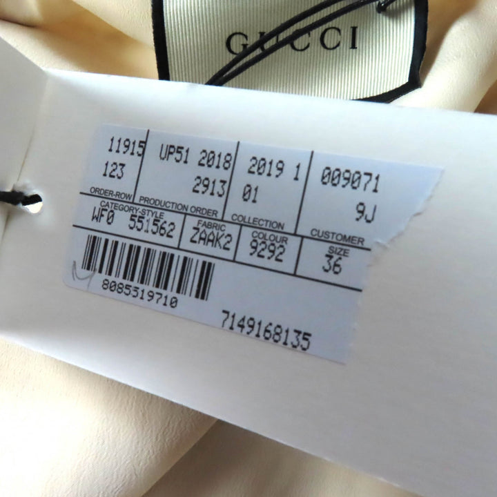 極美品★GUCCI グッチ 19SS 551562 GGボタン付 ウェブライン Vネック ツイード ロング ワンピース オフホワイト 36 正規品 レディース