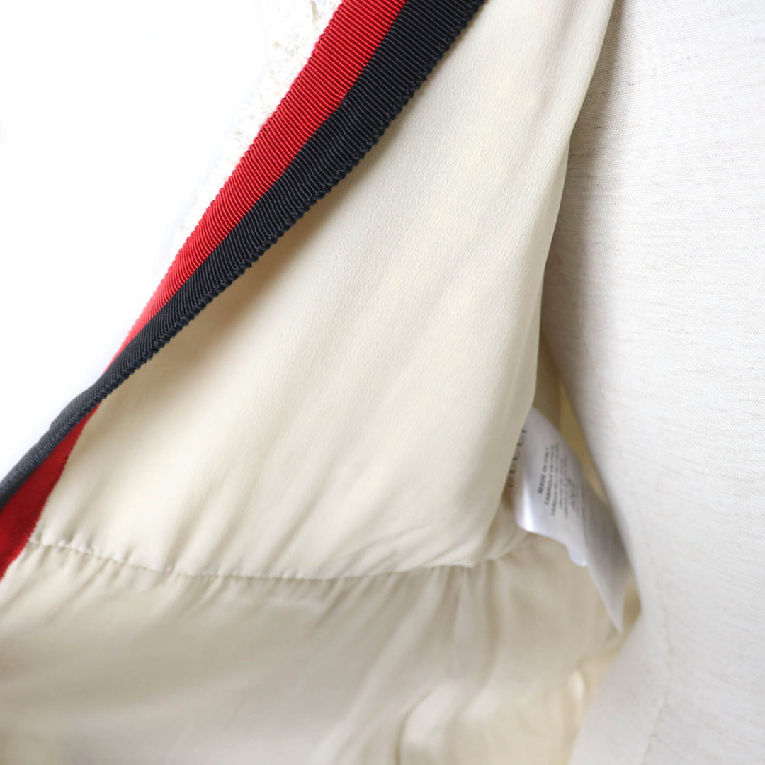 極美品★GUCCI グッチ 19SS 551562 GGボタン付 ウェブライン Vネック ツイード ロング ワンピース オフホワイト 36 正規品 レディース