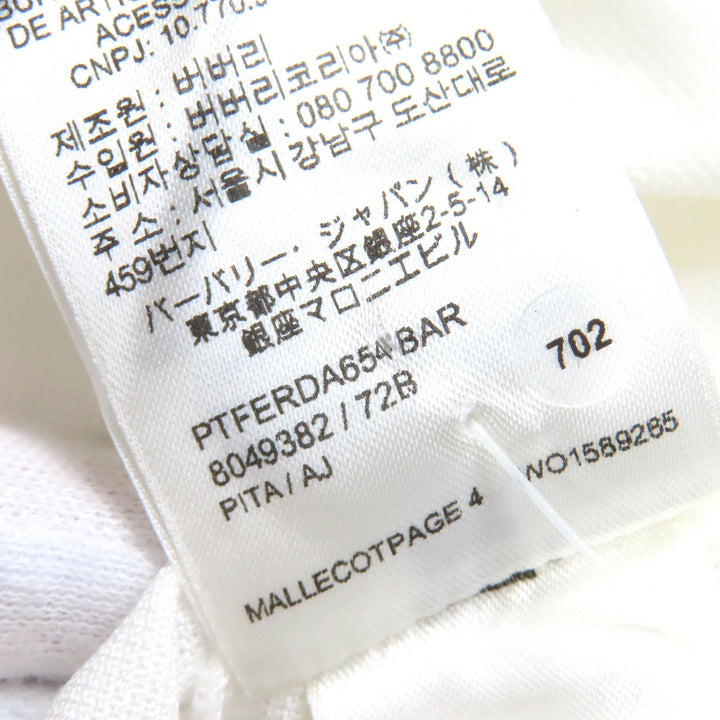 未使用品△BURBERRY バーバリー 8049382 コットン100％ TBロゴ刺繍 半袖ポロシャツ ホワイト L 正規品 レディース シンプル オススメ◎