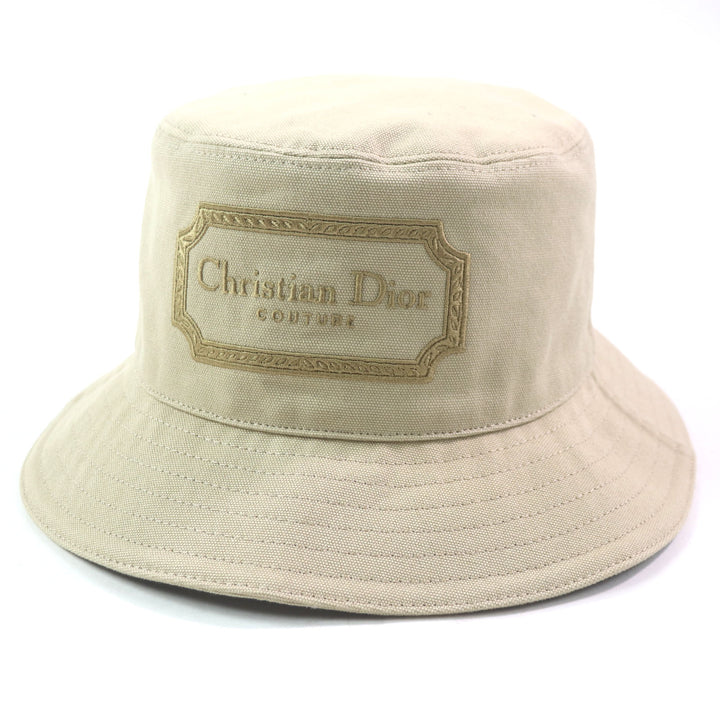 極美品▼DIOR ディオール オム 293C906I5641 コットン100% Diorロゴ刺繍 帽子 バケットハット ベージュ S イタリア製 正規品 メンズ