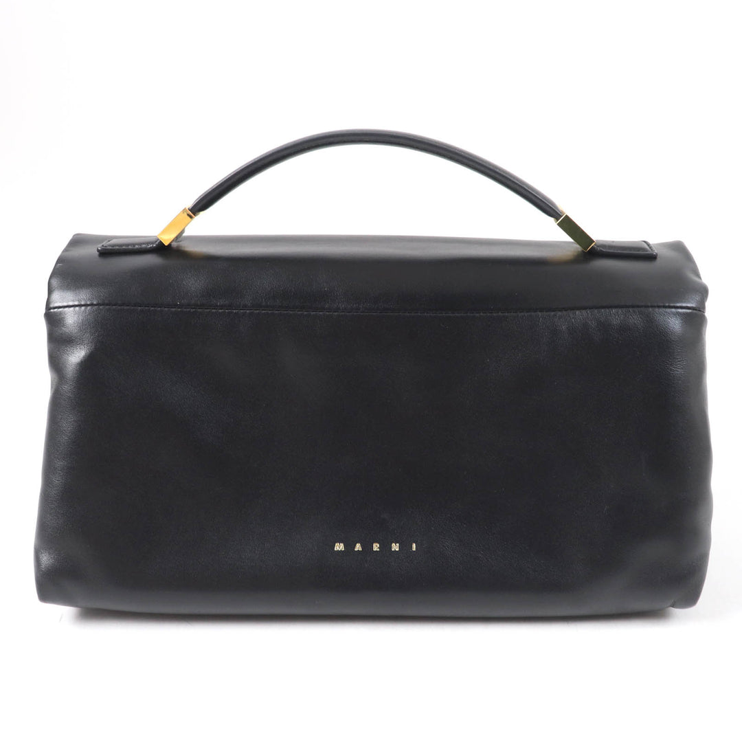 美品☆MARNI マルニ 2021年製 BMMP0130U1 PRISMA パファー 2WAY レザー ハンド・ショルダーバッグ ブラック 保存袋付 伊製 レディース