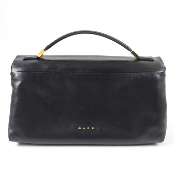 美品☆MARNI マルニ 2021年製 BMMP0130U1 PRISMA パファー 2WAY レザー ハンド・ショルダーバッグ ブラック 保存袋付 伊製 レディース