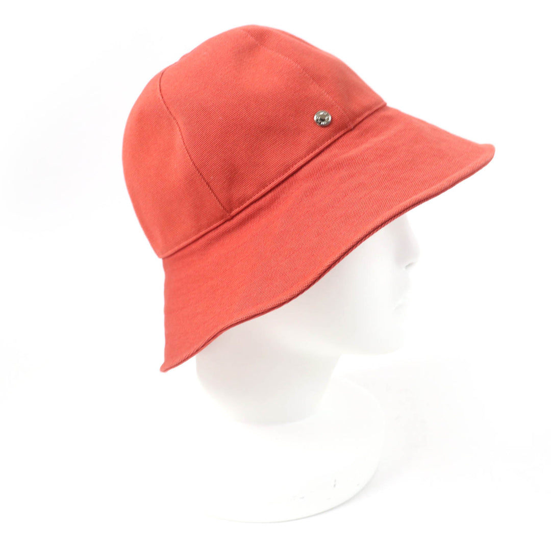 極美品☆HERMES エルメス セリエ金具 コットン100％・キャンバス地 ハット 帽子 オレンジ系 57 フランス製 正規品 レディース