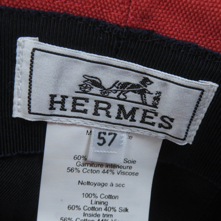 極美品☆HERMES エルメス セリエ金具 コットン100％・キャンバス地 ハット 帽子 オレンジ系 57 フランス製 正規品 レディース