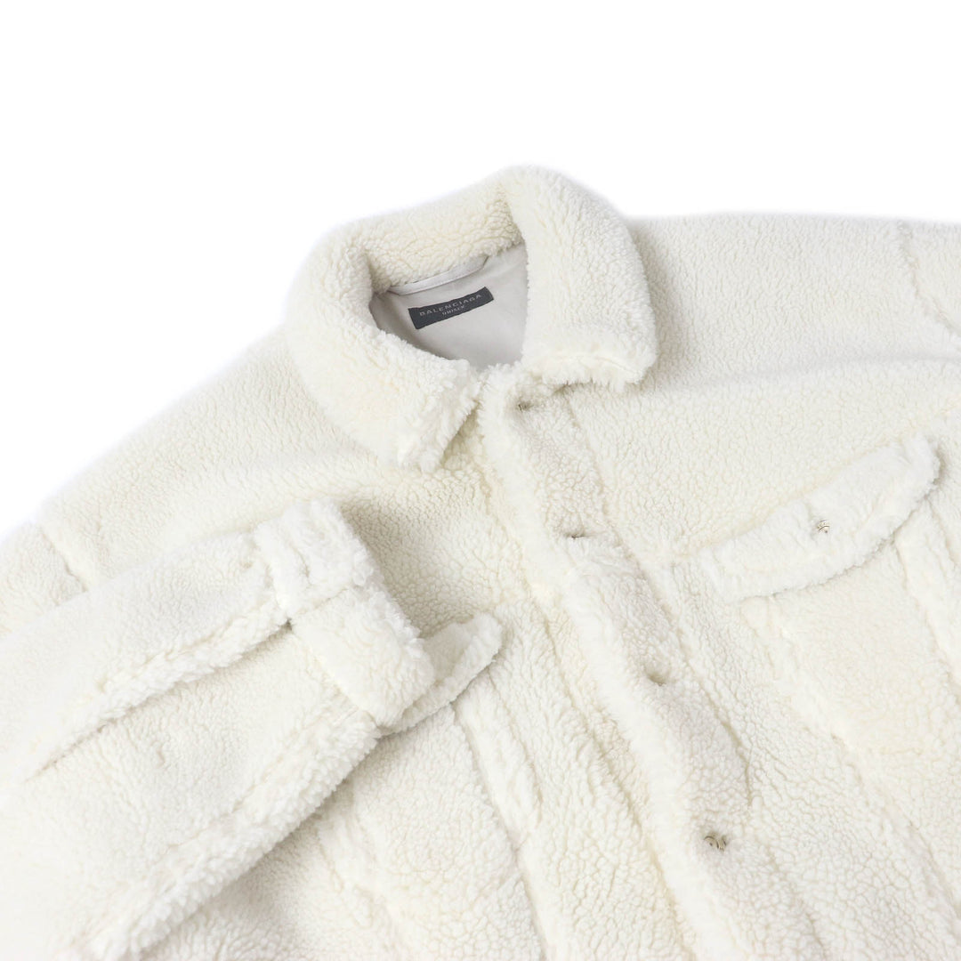 極美品□BALENCIAGA バレンシアガ 23AW 774376 UNISEX オーバーサイズ ボアジャケット ブルゾン アイボリー 2 イタリア製 正規品 メンズ