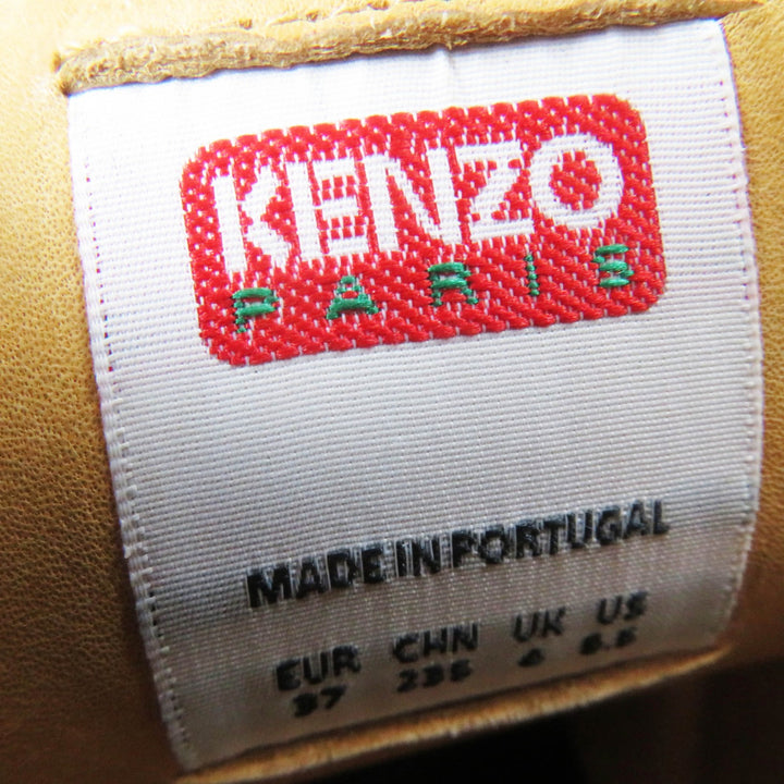 未使用品◎KENZO ケンゾー KENZOWAVE NIGO POPPY プリント レースアップ レザー ショートブーツ ブルー 37 箱・保存袋付き レディース
