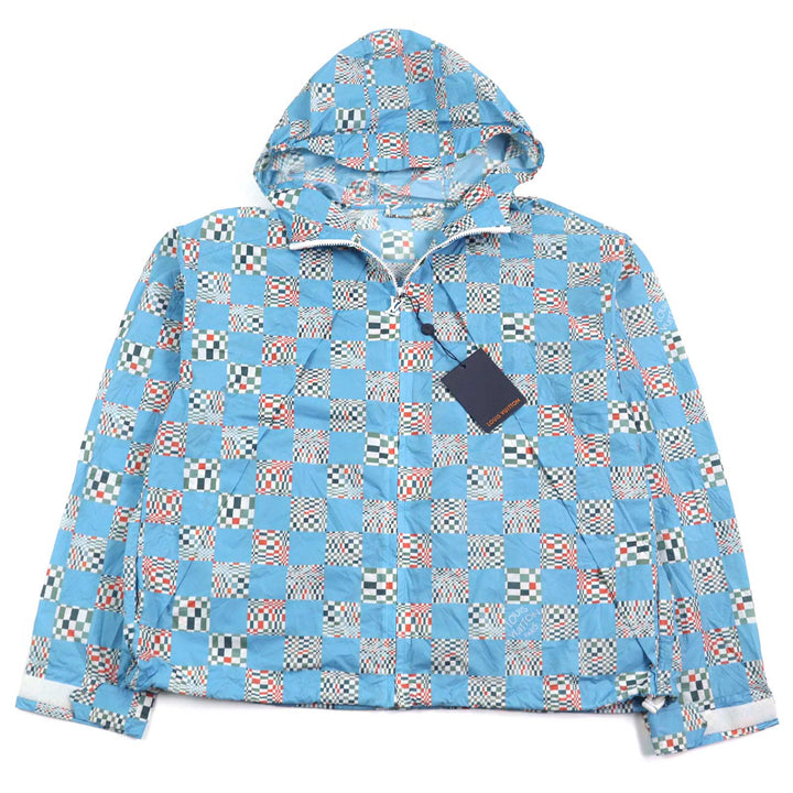 未使用品○LOUIS VUITTON ルイヴィトン 21SS HKB85W ディスト―テッドダミエ LVロゴジッパー コンストラクテッドフーディ 48 正規品