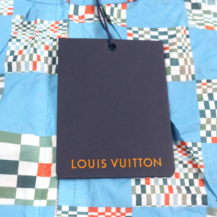 未使用品○LOUIS VUITTON ルイヴィトン 21SS HKB85W ディスト―テッドダミエ LVロゴジッパー コンストラクテッドフーディ 48 正規品