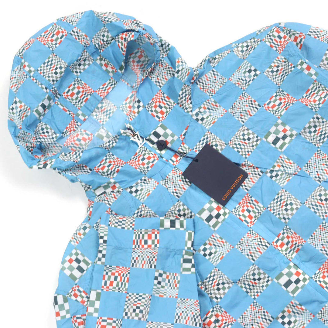 未使用品○LOUIS VUITTON ルイヴィトン 21SS HKB85W ディスト―テッドダミエ LVロゴジッパー コンストラクテッドフーディ 48 正規品
