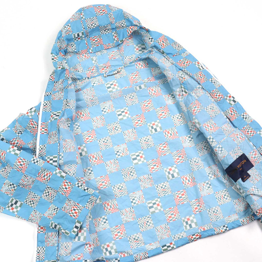 未使用品○LOUIS VUITTON ルイヴィトン 21SS HKB85W ディスト―テッドダミエ LVロゴジッパー コンストラクテッドフーディ 48 正規品