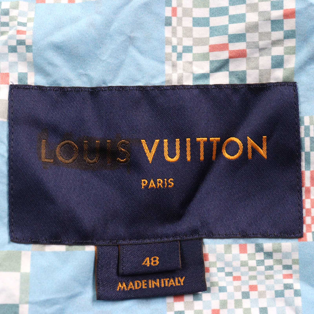 未使用品○LOUIS VUITTON ルイヴィトン 21SS HKB85W ディスト―テッドダミエ LVロゴジッパー コンストラクテッドフーディ 48 正規品