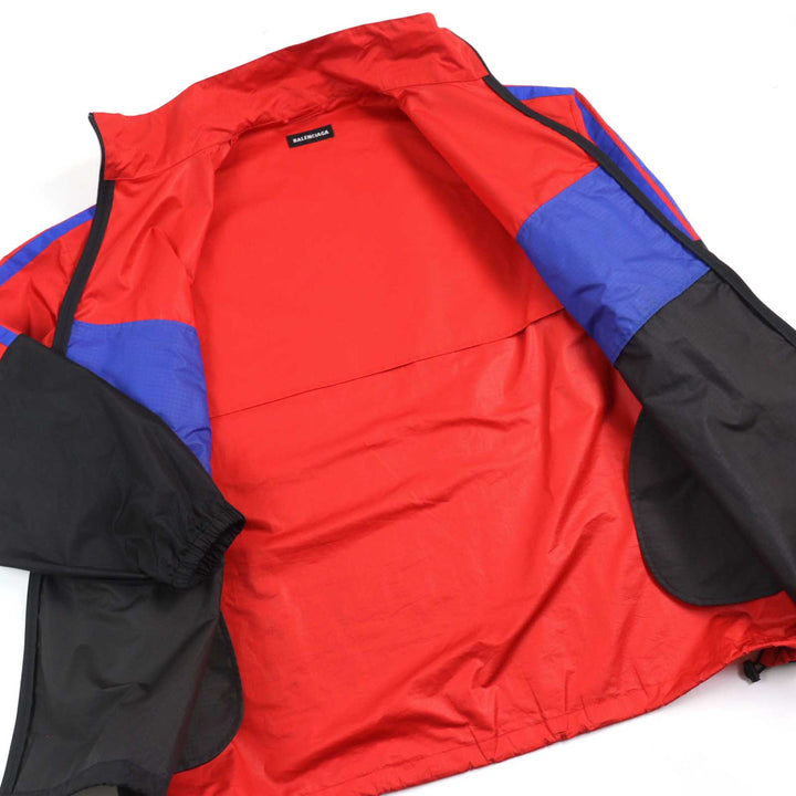 美品○BALENCIAGA バレンシアガ 534317 ロゴプリント オーバーサイズ ジップアップ ポプリンジャケット トラックジャケット 52　正規品