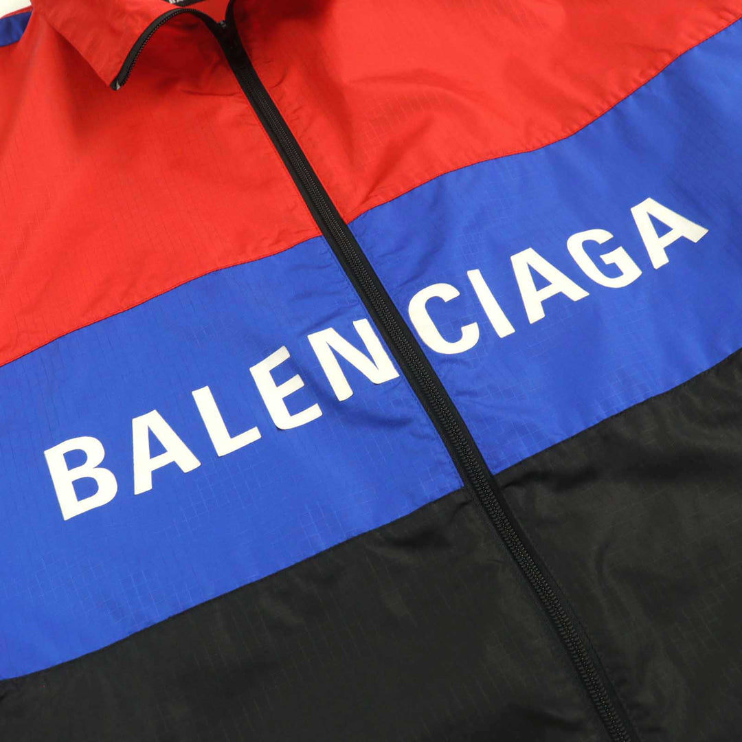 美品○BALENCIAGA バレンシアガ 534317 ロゴプリント オーバーサイズ ジップアップ ポプリンジャケット トラックジャケット 52　正規品
