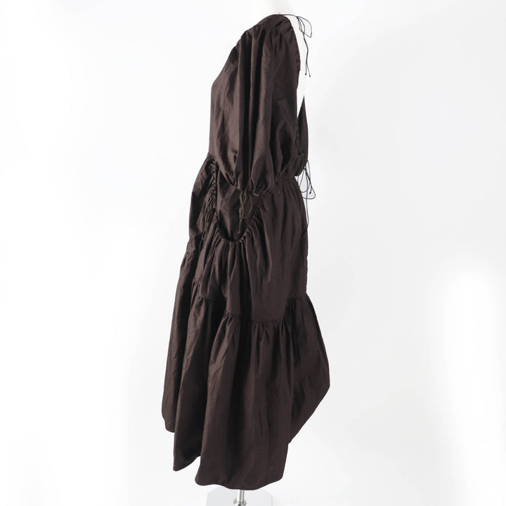 極美品◎CECILIE BAHNSEN セシリーバンセン 1577-343-8672 パフスリーブ ドレス／ワンピース ダークブラウン 6 正規品 レディース