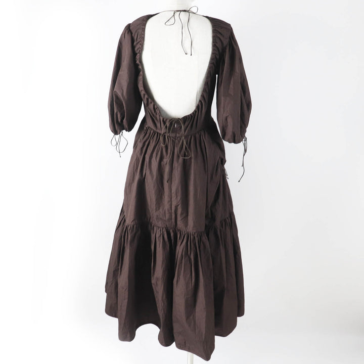 極美品◎CECILIE BAHNSEN セシリーバンセン 1577-343-8672 パフスリーブ ドレス／ワンピース ダークブラウン 6 正規品 レディース