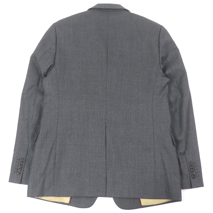 極美品□GUCCI グッチ 625378 ウール100％ ロゴパッチ シングル ブレザー テーラードジャケット グレー 50 イタリア製 正規品 メンズ