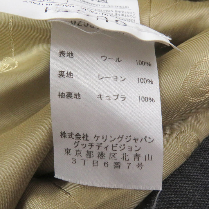 極美品□GUCCI グッチ 625378 ウール100％ ロゴパッチ シングル ブレザー テーラードジャケット グレー 50 イタリア製 正規品 メンズ
