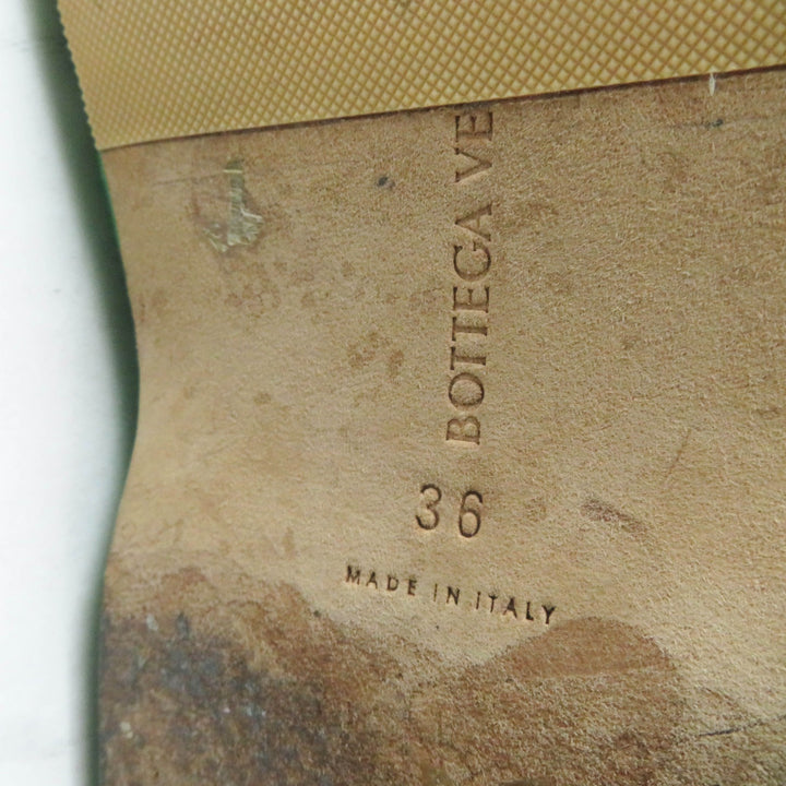 美品◎BOTTEGAVENETA ボッテガヴェネタ パデッド キルティング レザー フラットサンダル グリーン 36 イタリア製 レディース