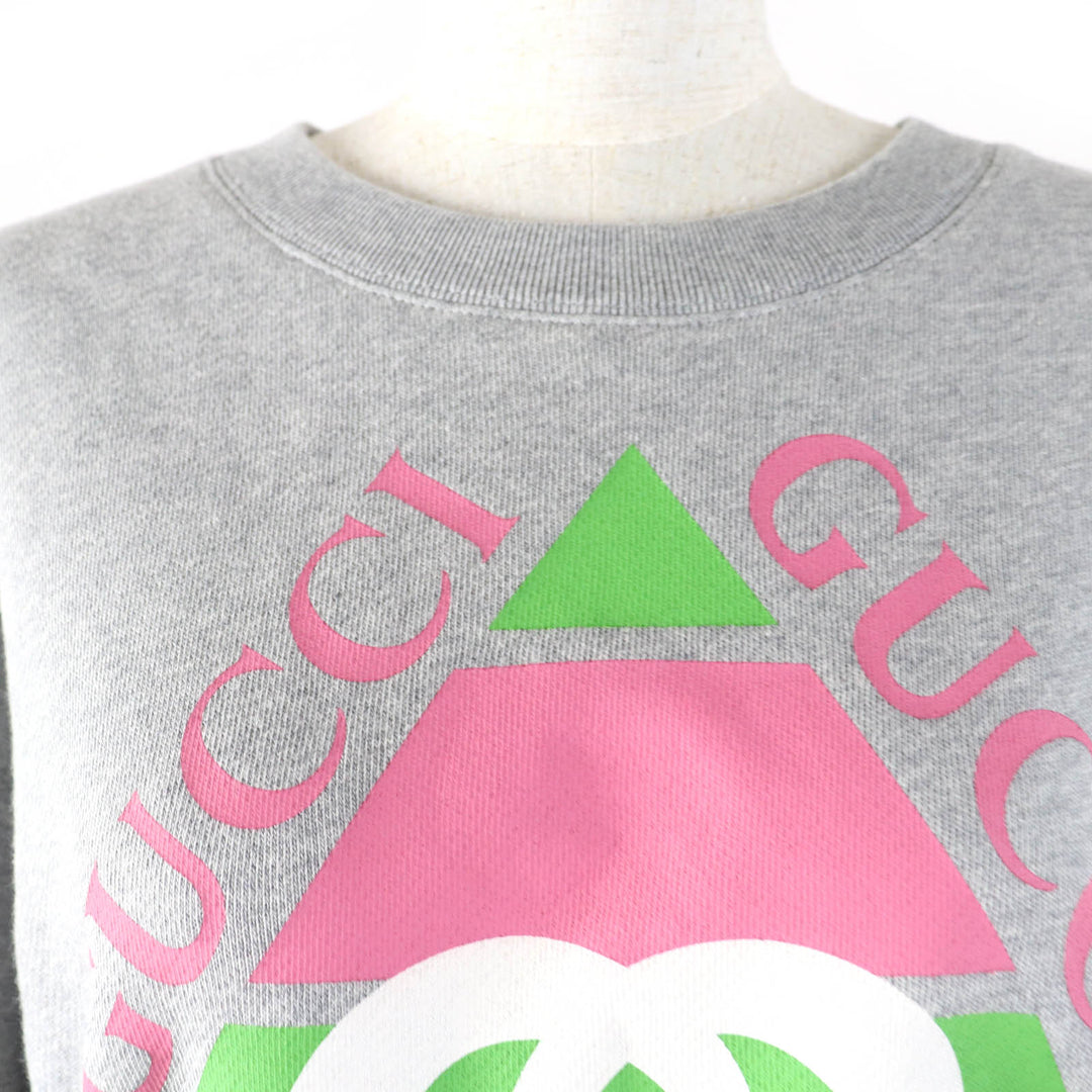未使用品☆GUCCI グッチ 23SS 717404 コットン インターロッキングGプリント 長袖 スウェット グレー S イタリア製 正規品 レディース