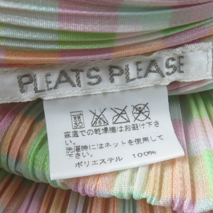 美品☆PLEATS PLEASE プリーツプリーズ イッセイミヤケ PP51-JK637 チェック柄 ノースリーブ チュニック ワンピース マルチ 3 正規品