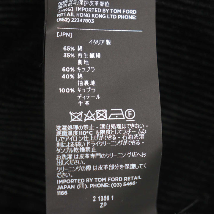 極美品○TOM FORD トムフォード TFO719 コーデュロイ レザー使い ピークドラペル 金ボタン ダブルブレスト ピーコート 46 正規品 メンズ