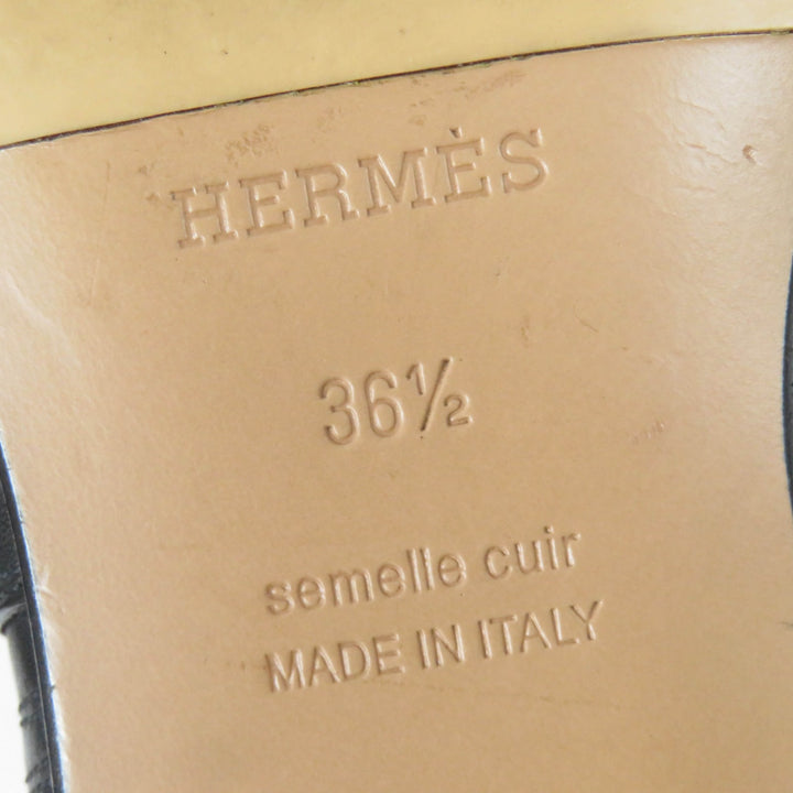 美品☆HERMES エルメス ネオ シルバー金具 ケリーバックル レザー ショートブーツ ブラック 36.5 箱・保存袋付き イタリア製 レディース