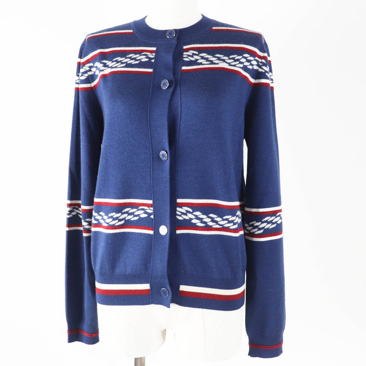 未使用品◎HERMES エルメス 23SS 3E2715D4 カシミヤ シルク カヌーチェーンアンカー セリエボタン付き カーディガン ネイビー 38 正規品