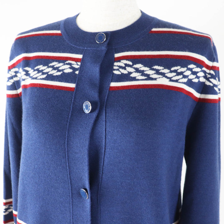 未使用品◎HERMES エルメス 23SS 3E2715D4 カシミヤ シルク カヌーチェーンアンカー セリエボタン付き カーディガン ネイビー 38 正規品