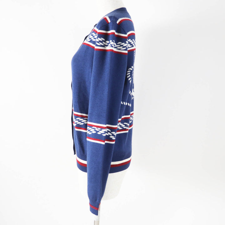 未使用品◎HERMES エルメス 23SS 3E2715D4 カシミヤ シルク カヌーチェーンアンカー セリエボタン付き カーディガン ネイビー 38 正規品
