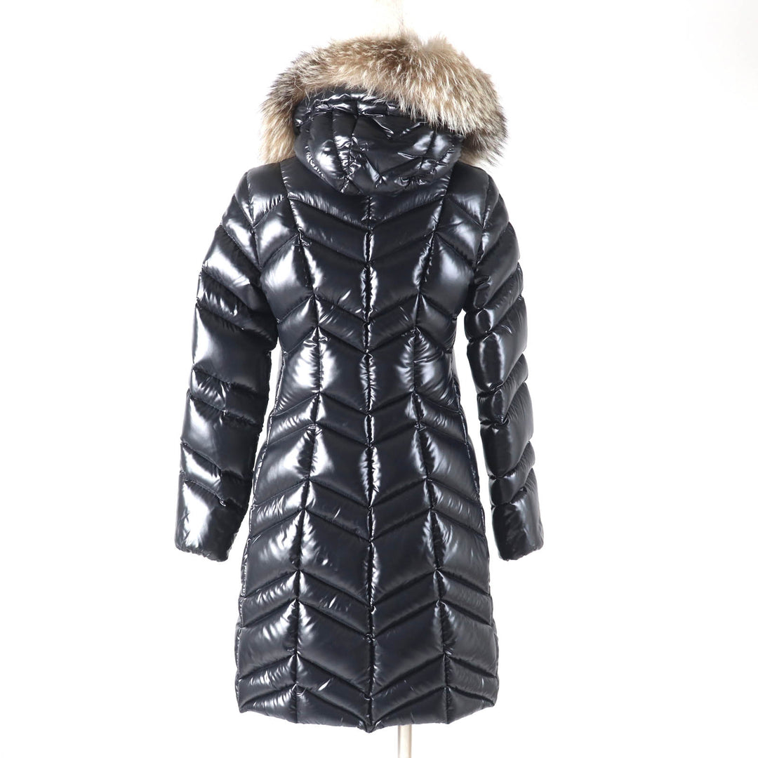 極美品★MONCLER モンクレール FULMAR FOXファー・フード付 ダウンコート ブラック 0 ハンガー・ガーメント付き 正規品 レディース