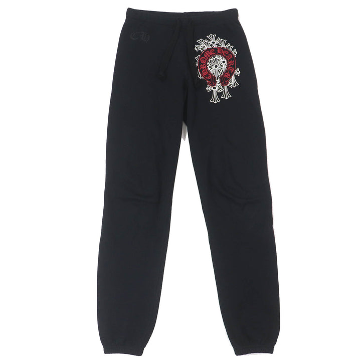良品△CHROME HEARTS クロムハーツ 2214-304-9055 コットン100％ セメタリークロス スウェットパンツ ジョガーパンツ ブラック S 正規品