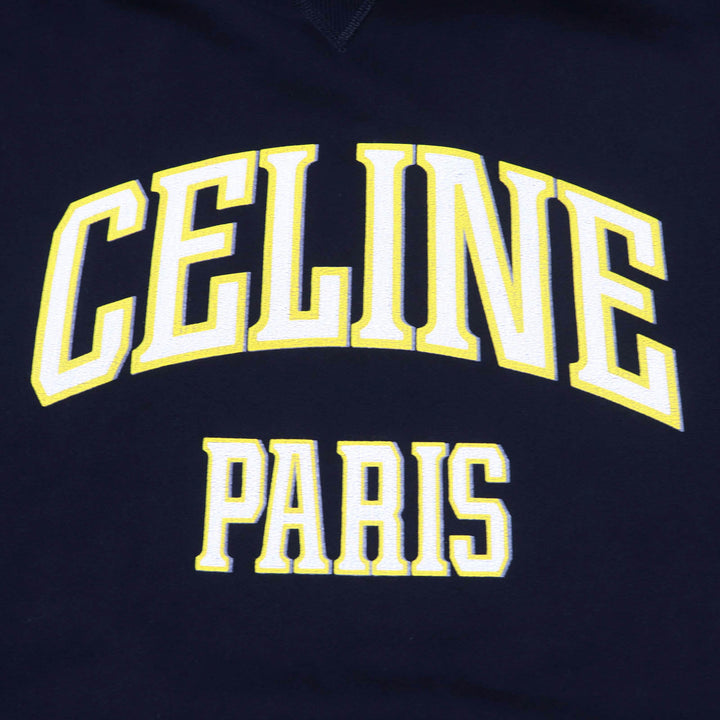 美品☆CELINE セリーヌ 24SS 2Y70F6700Q クラック加工 コットンフリース オーバーサイズ フーディ パーカー S 正規品 定価170500円