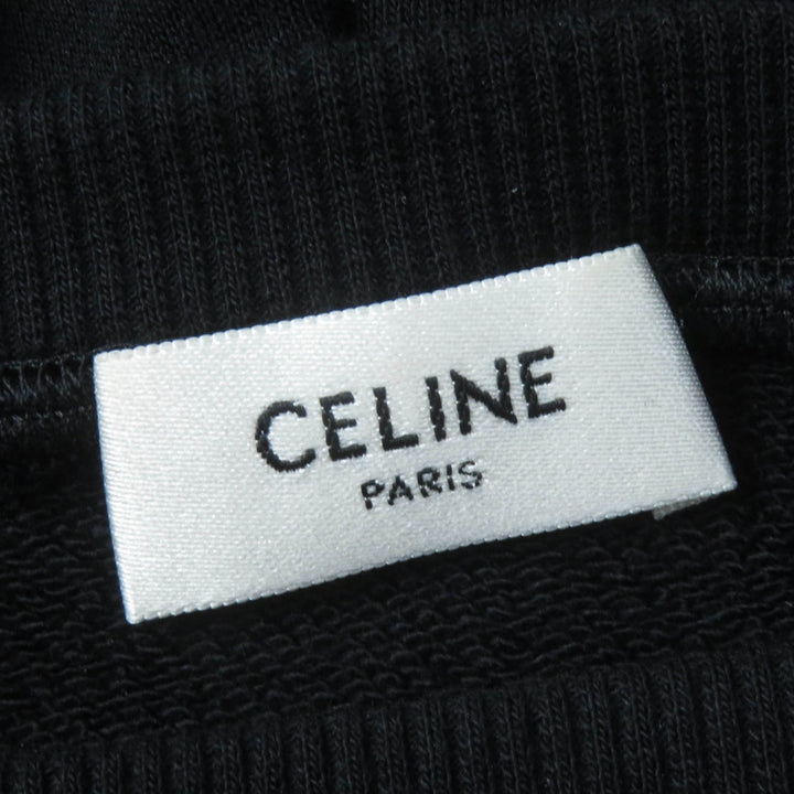 美品☆CELINE セリーヌ 24SS 2Y70F6700Q クラック加工 コットンフリース オーバーサイズ フーディ パーカー S 正規品 定価170500円